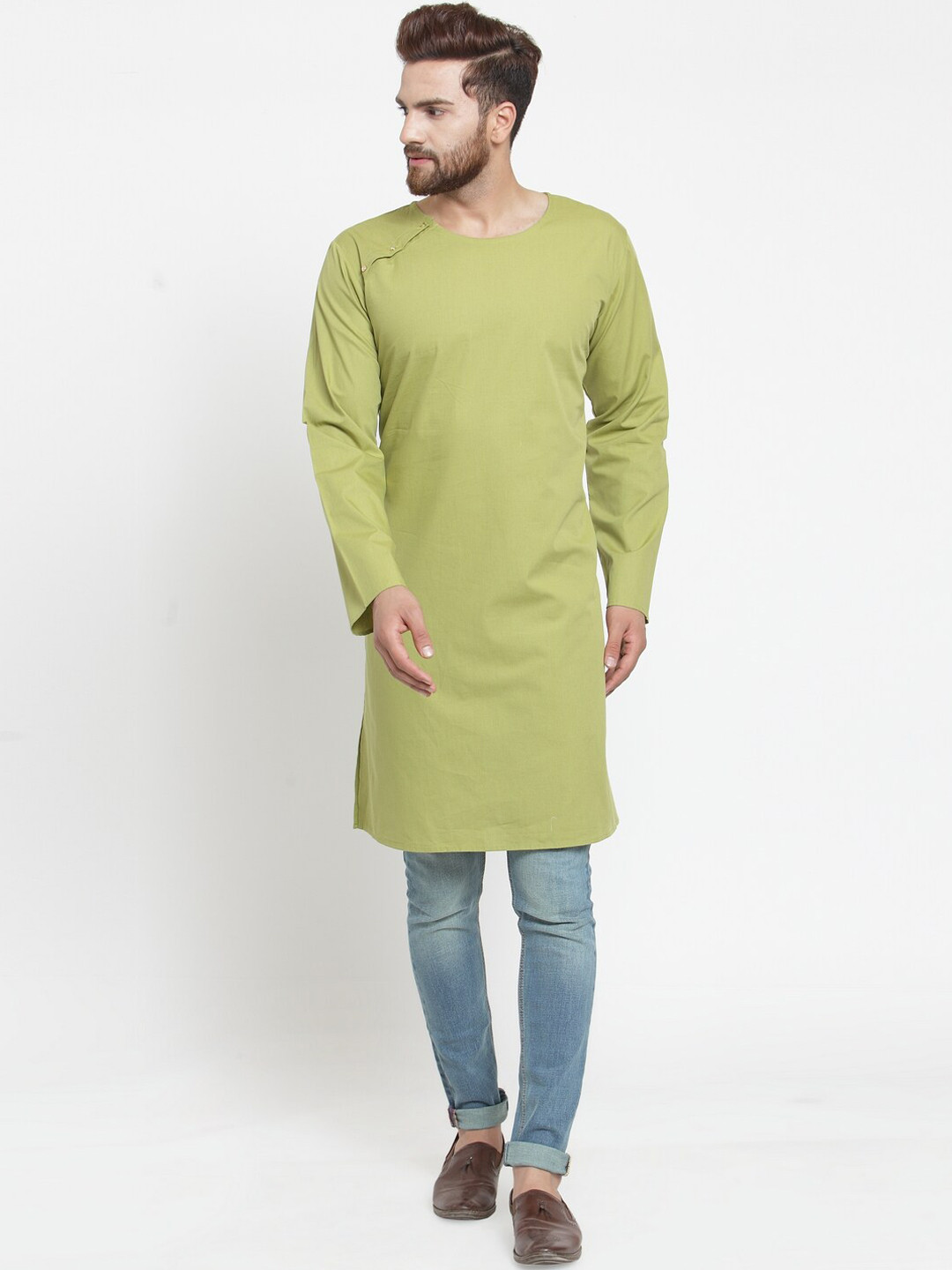 

Purple State Men Green Straight Kurta