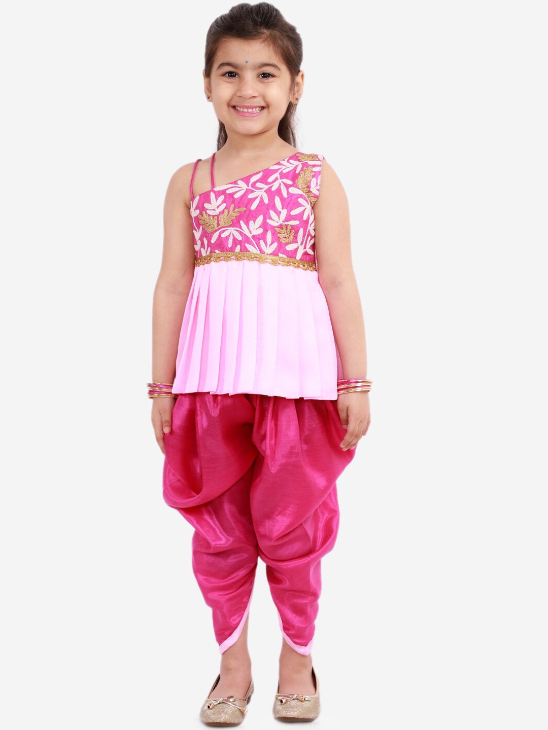 

KID1 Girls Pink Printed Top with Dhoti Pants