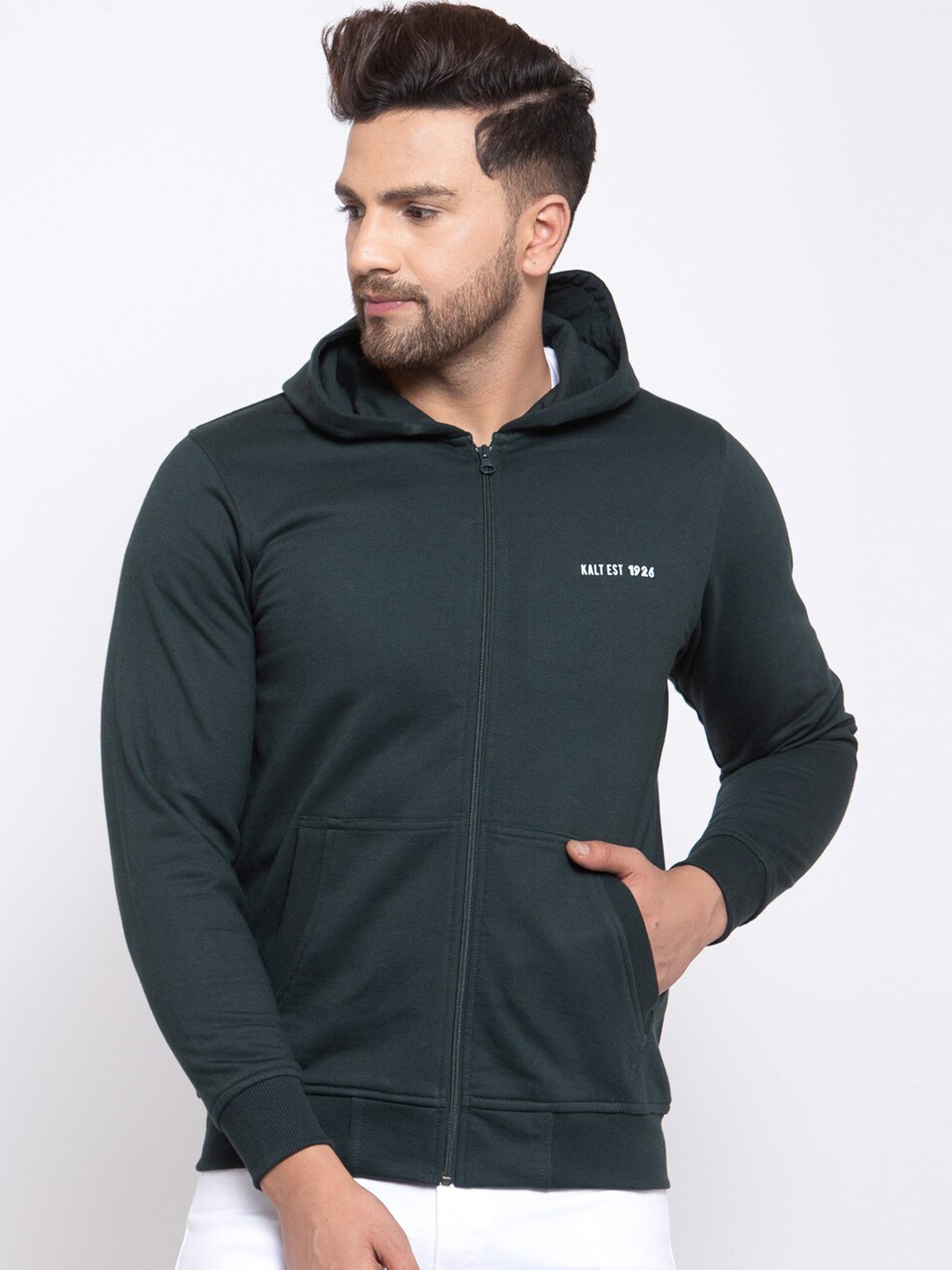 Kalt Men Black Hooded Sweatshirt