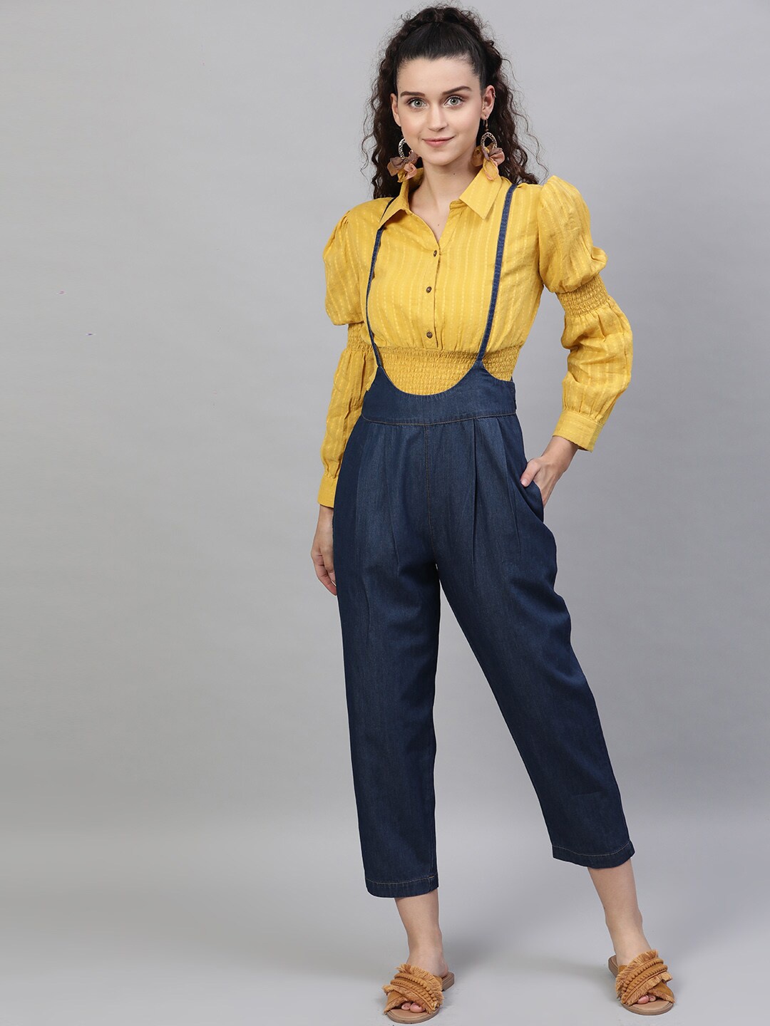 

STREET 9 Women Blue Straight Fit Solid Cigarette Trousers