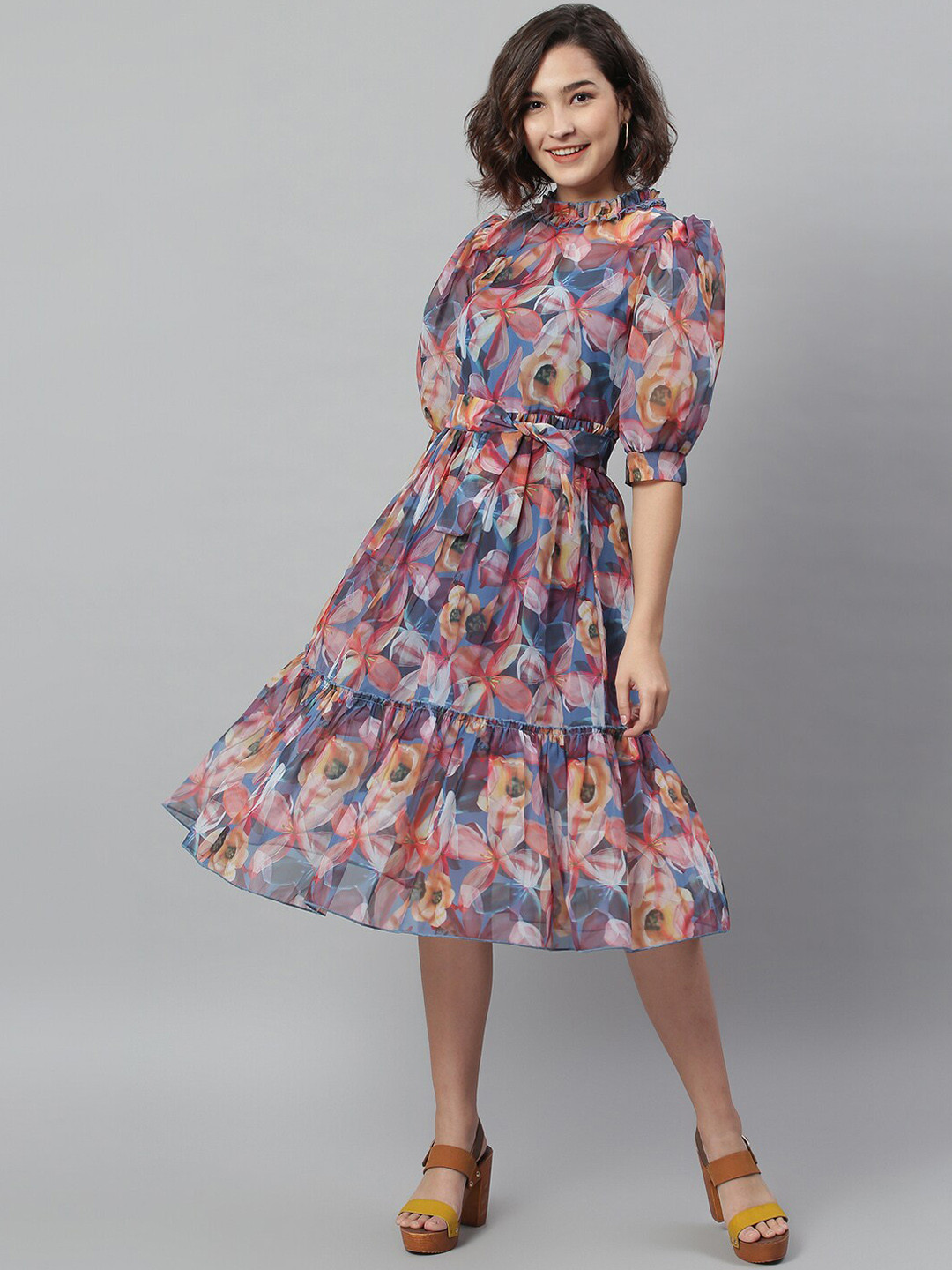 

KASSUALLY Blue Floral A-Line Midi Dress