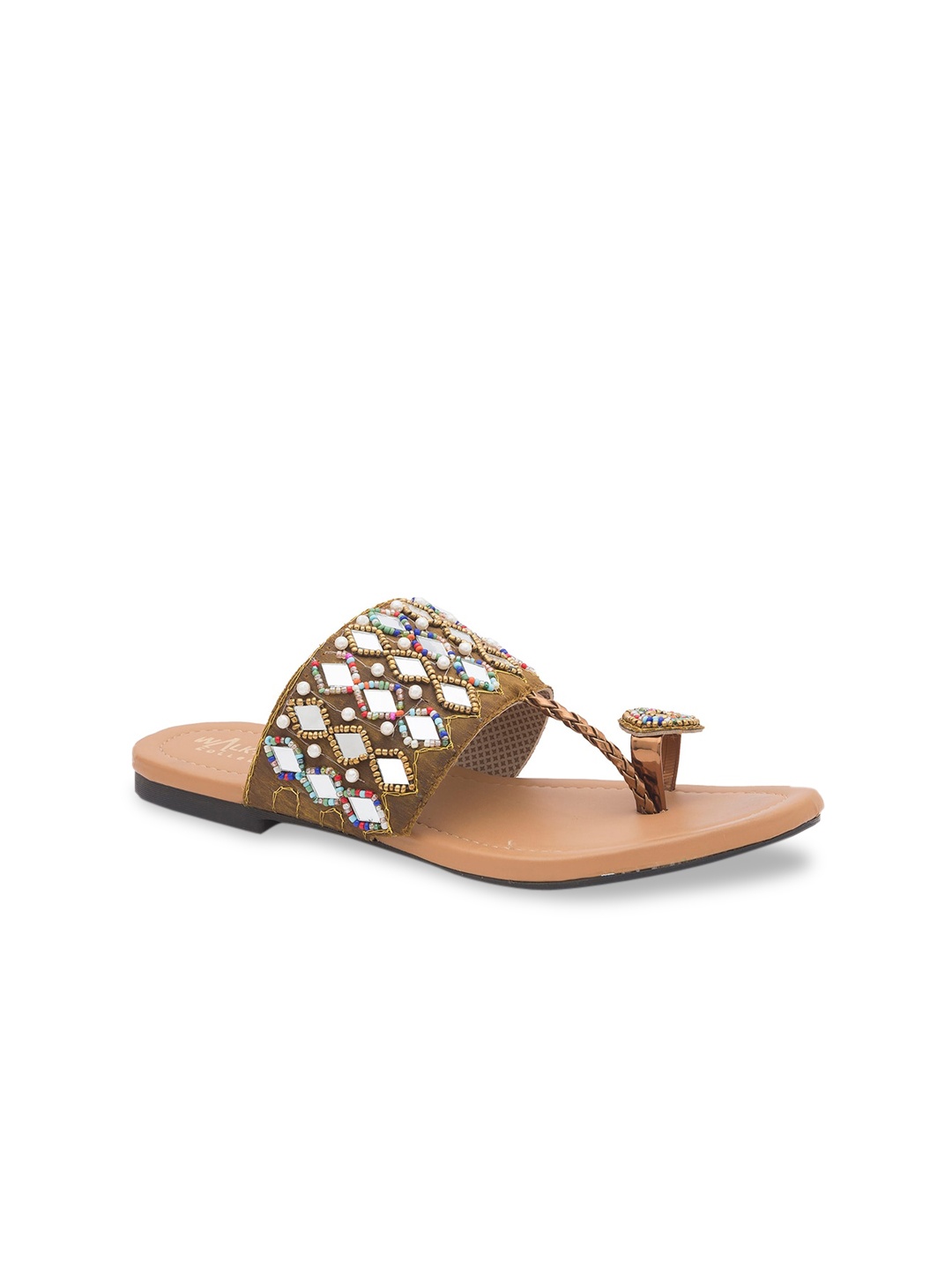 

WALK N STYLE COLLECTION Women Beige Embellished One Toe Flats