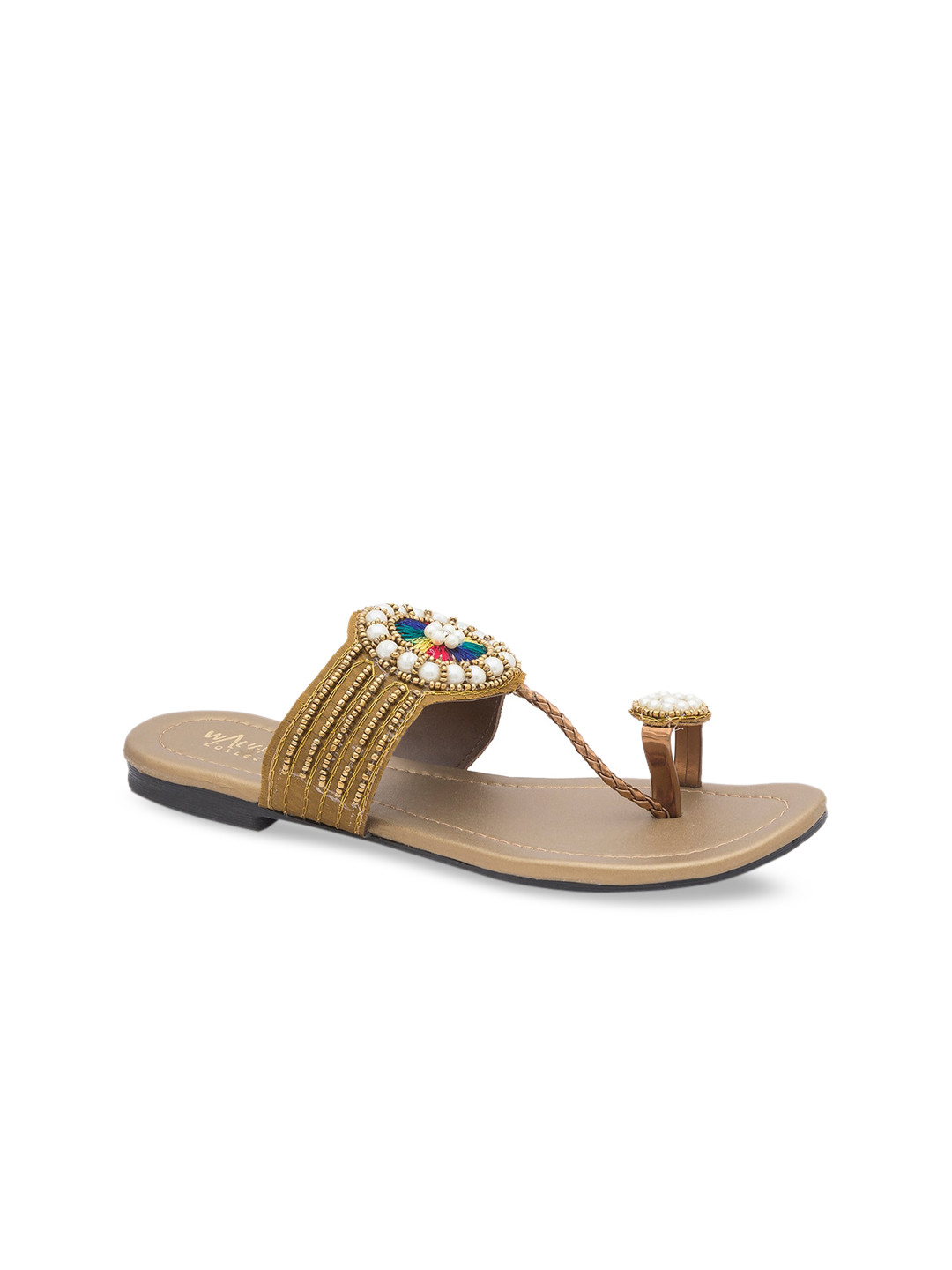 

WALK N STYLE COLLECTION Women Beige Embellished Open Toe Flats