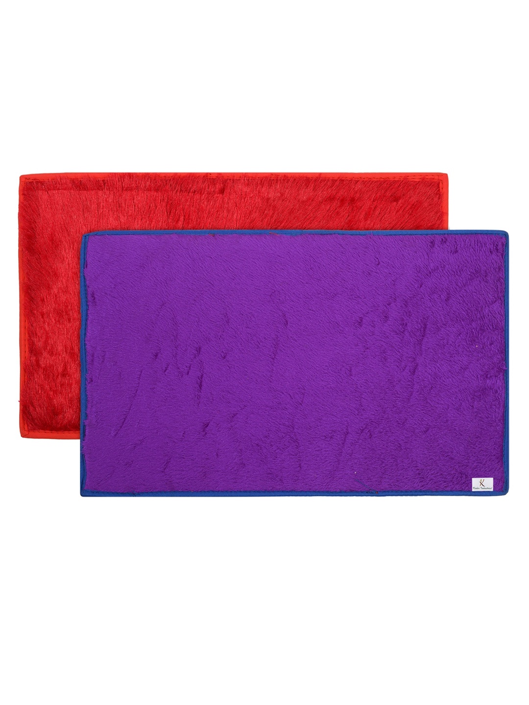 

Kuber Industries Set Of 2 Solid Shaggy Microfiber Anti-Skid Rectangular Doormats, Red
