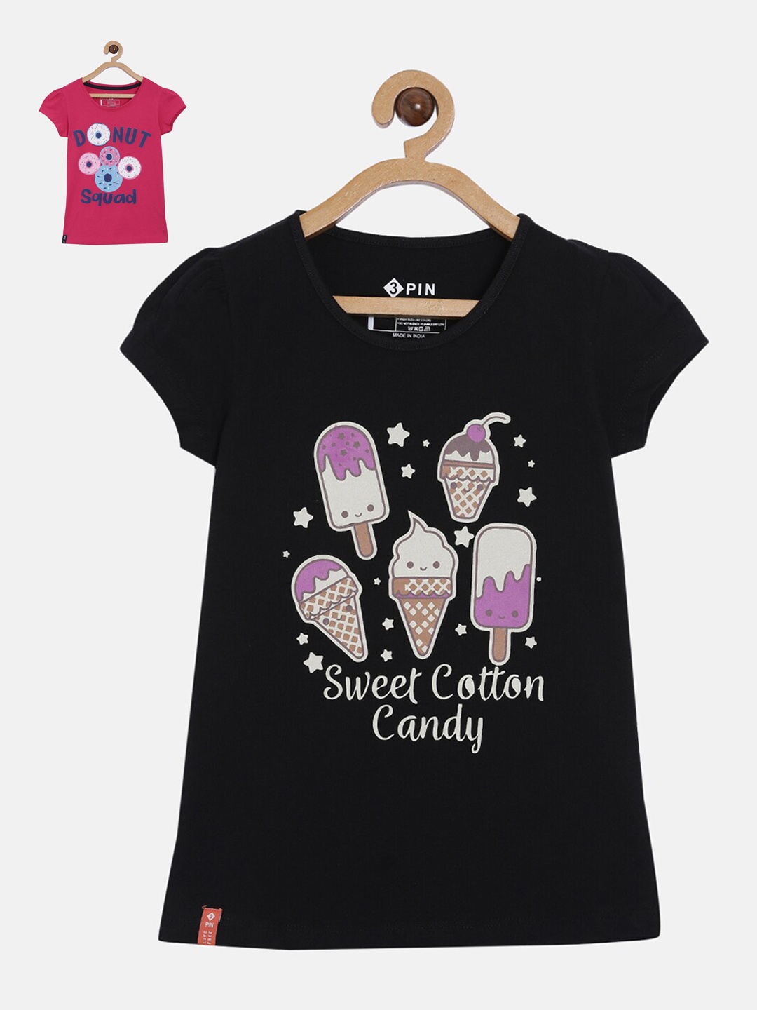 

3PIN Girls Pink Printed Round Neck T-shirt