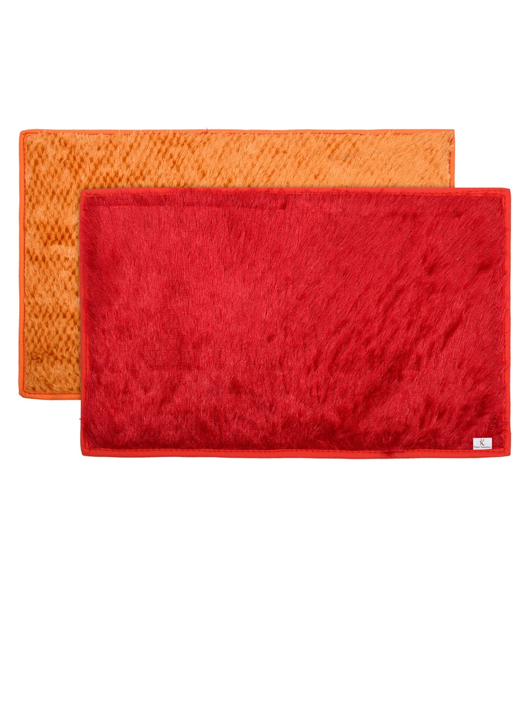 

Kuber Industries Set Of 2 Solid Shaggy Microfiber Anti-Skid Rectangular Doormats, Red