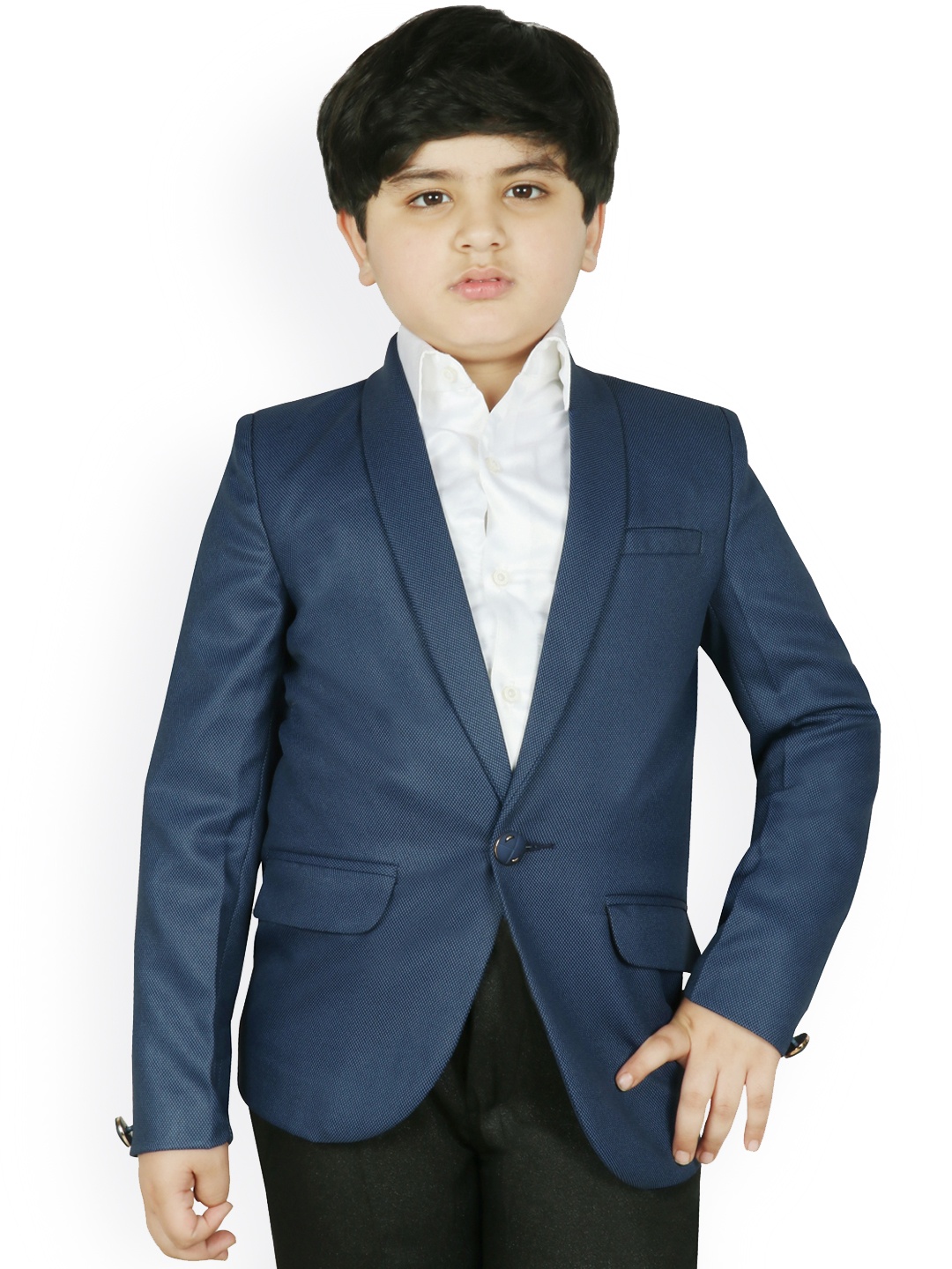 

SG YUVRAJ Boys Blue Solid Single-Breasted Blazer