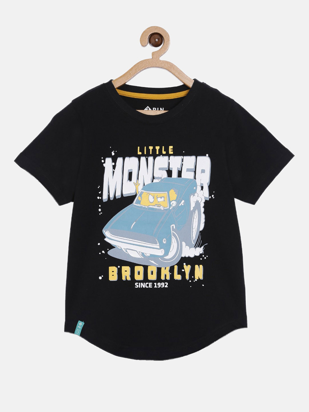 

3PIN Boys Black Printed Round Neck T-shirt