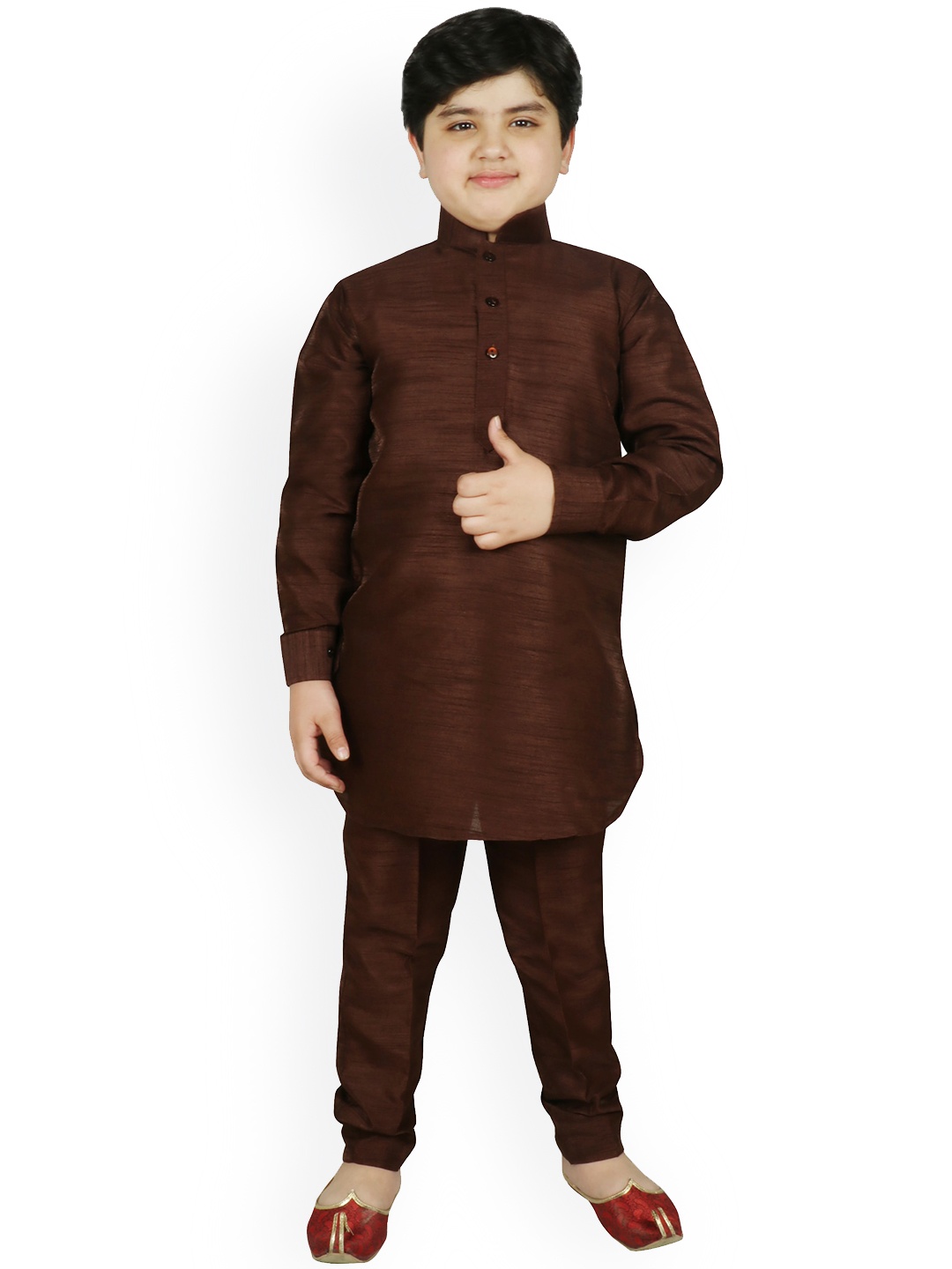 

SG YUVRAJ Boys Brown Solid Kurta with Churidar