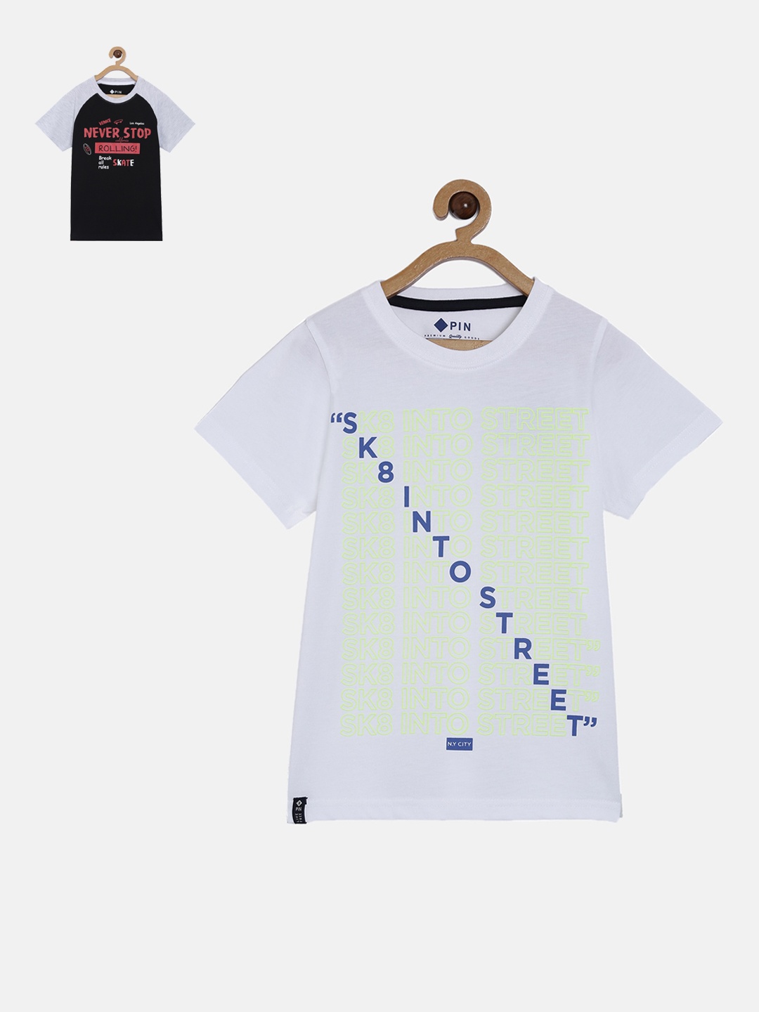

3PIN Boys White Printed Round Neck T-shirt