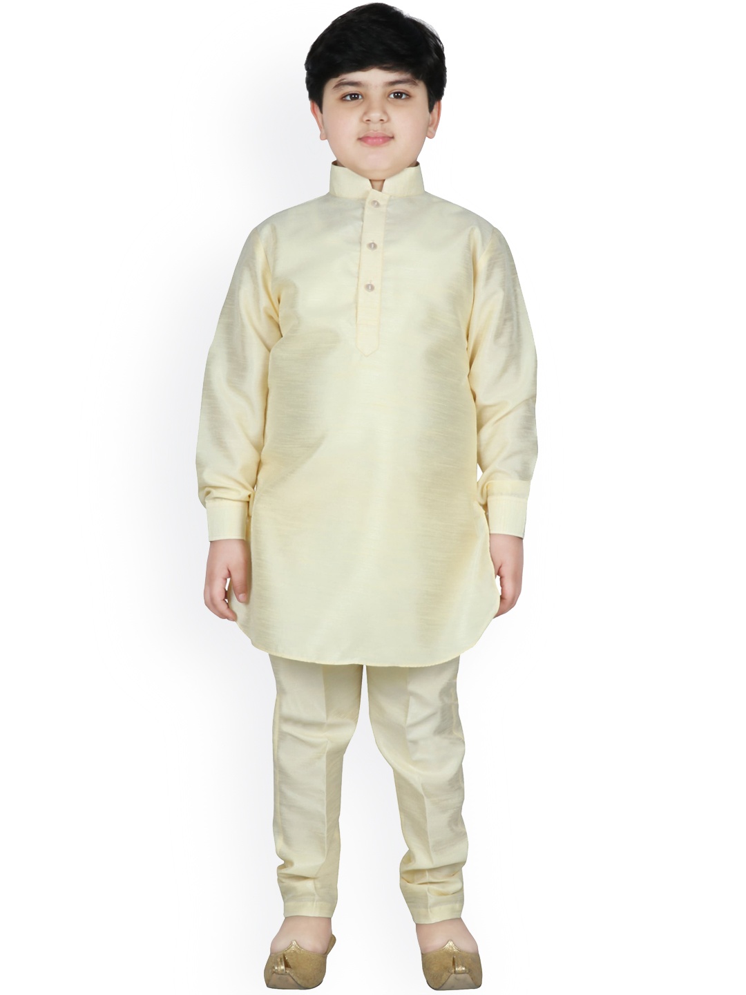 

SG YUVRAJ Boys Beige Solid Kurta with Pyjamas