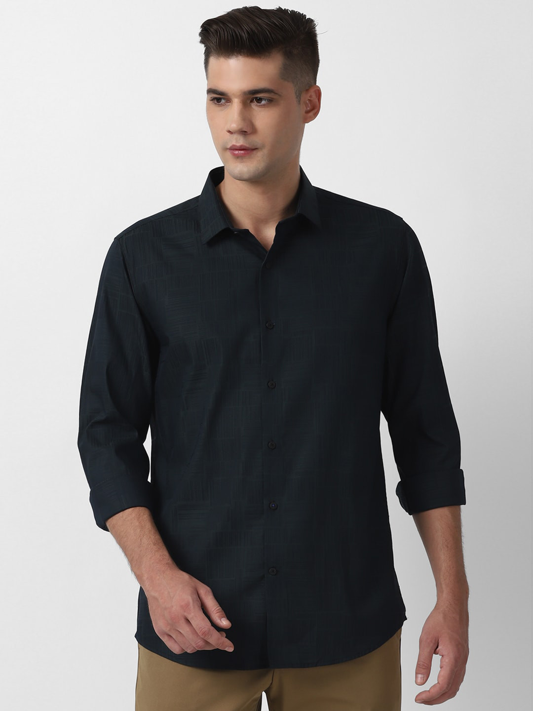 

Louis Philippe Sport Men Navy Blue Slim Fit Self Design Casual Shirt
