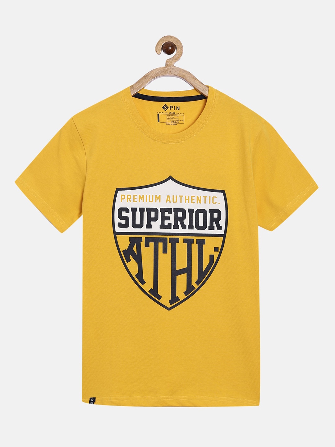 

3PIN Boys Yellow Printed Round Neck T-shirt