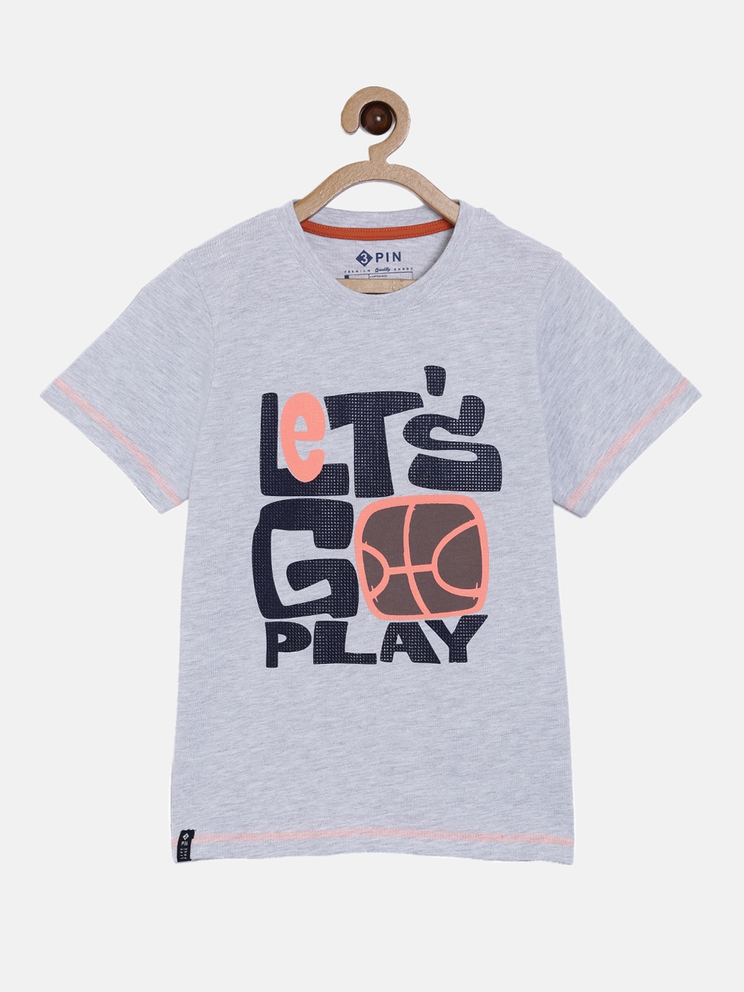 

3PIN Boys Grey Printed Round Neck T-shirt