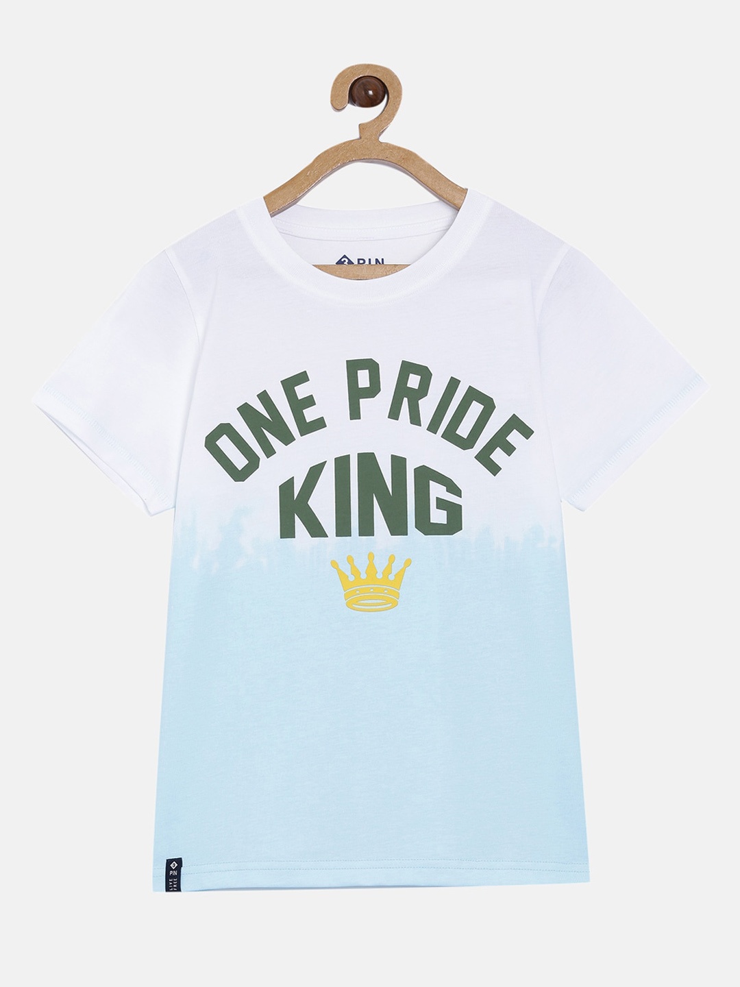 3PIN Boys White Printed Round Neck T-shirt