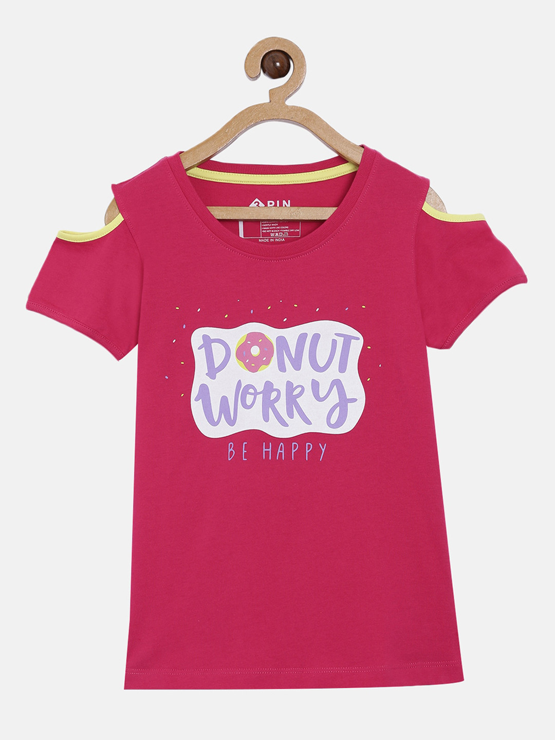 

3PIN Girls Pink Printed Round Neck T-shirt
