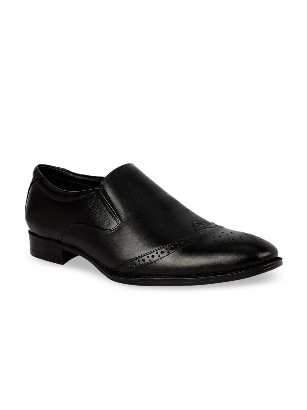 

Vardhra Men Black Solid Leather Formal Brogues