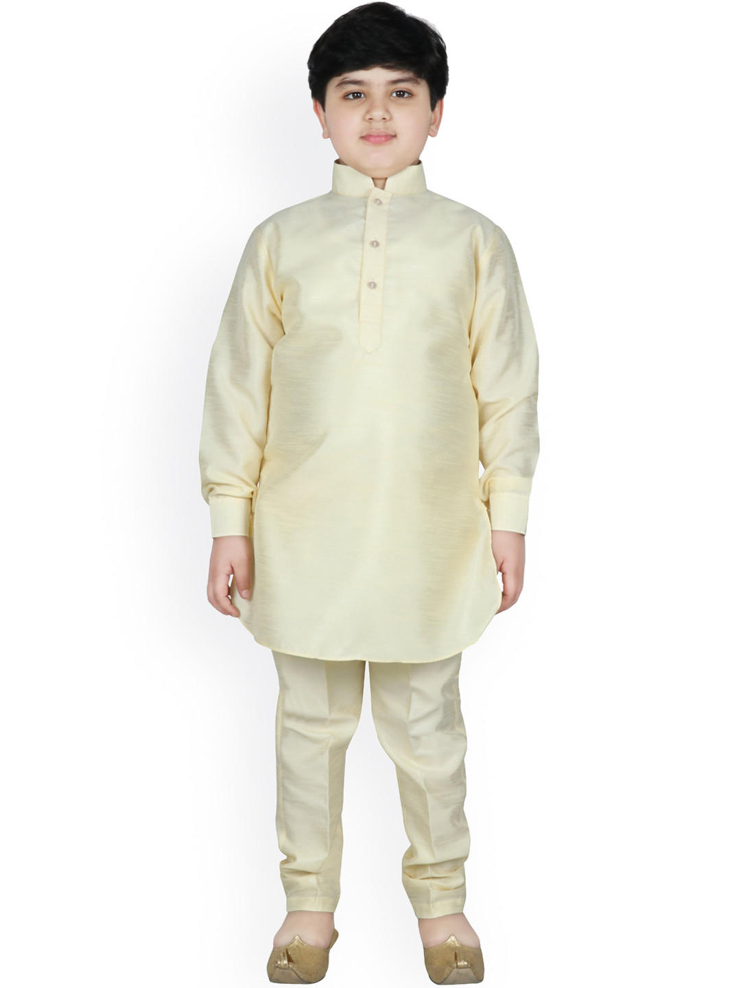 

SG YUVRAJ Boys Yellow Solid Kurta with Churidar