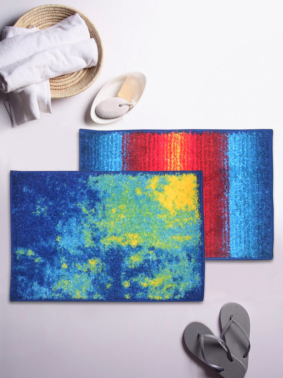 

BIANCA Soft-Cotton Bath Mat With Rubber Back -2pc Small (super dry), Blue