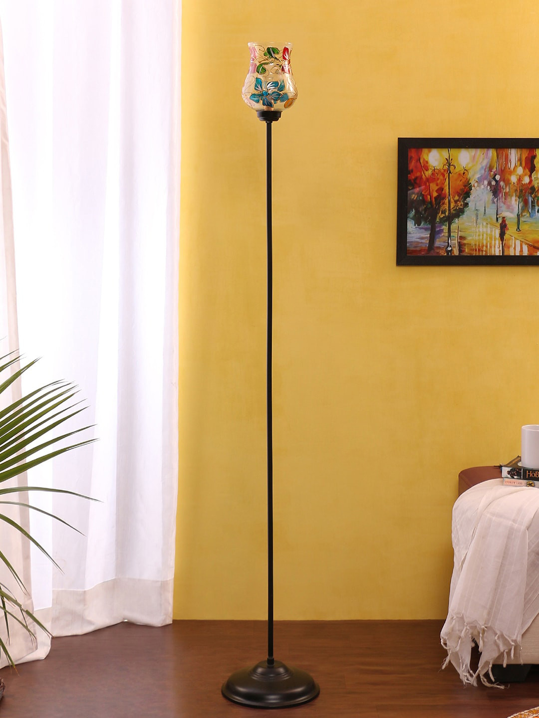 

Devansh Transparent & Red Printed Mosaic Glass Torchiere