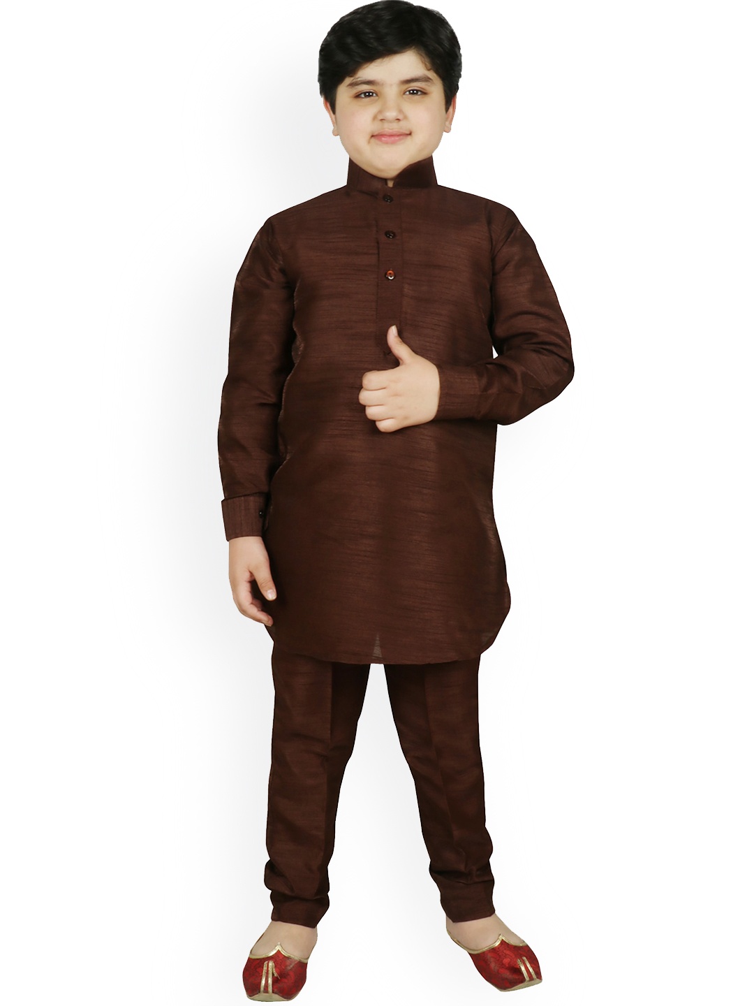 SG YUVRAJ Boys Brown Solid Kurta with Pyjamas