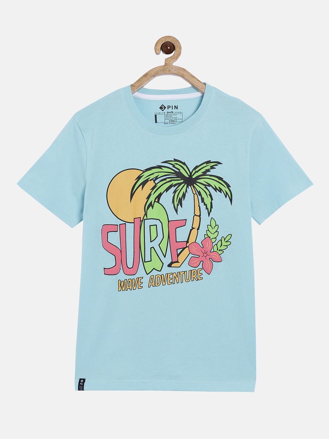 

3PIN Boys Blue Printed Round Neck T-shirt
