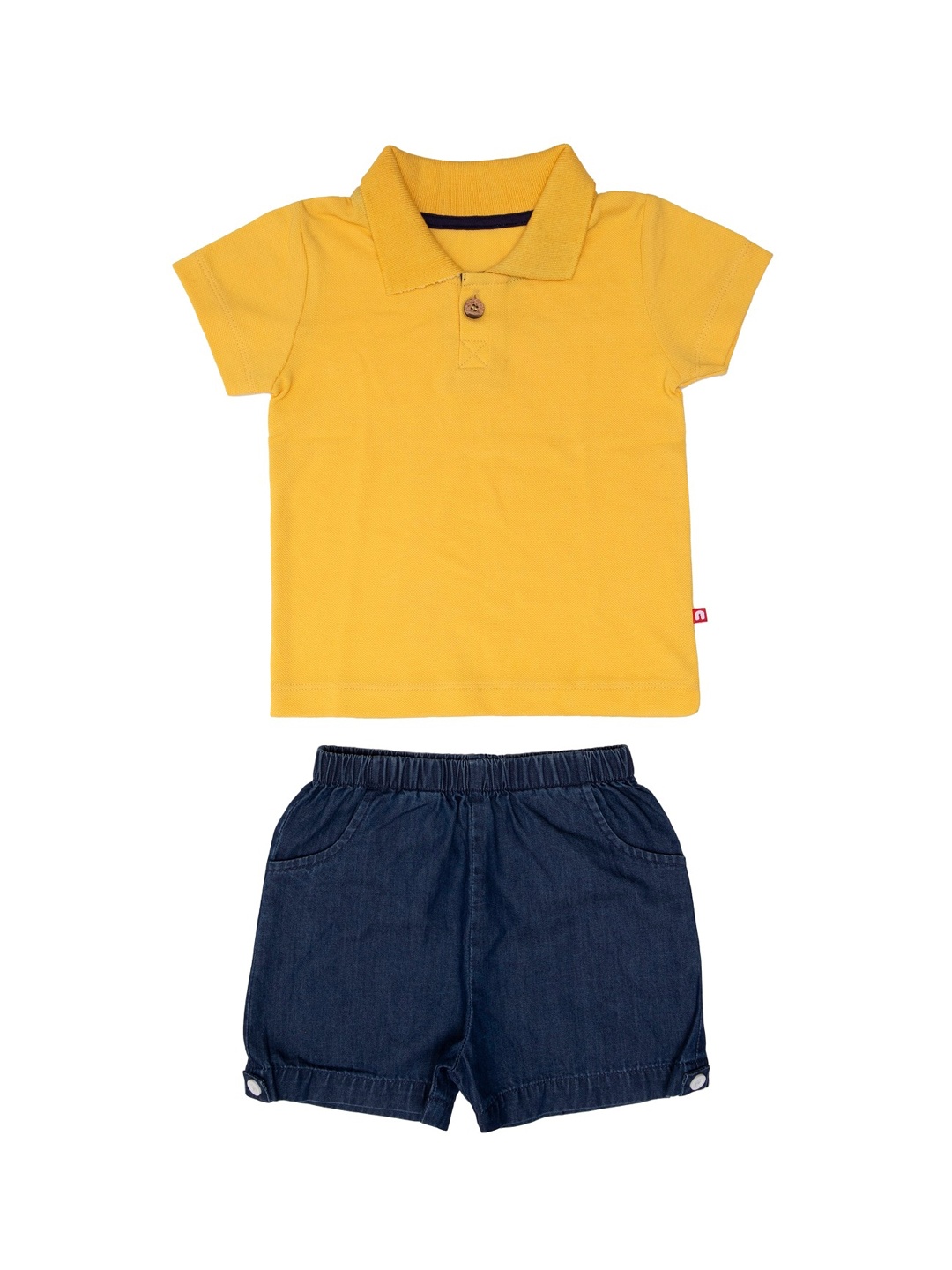 

Nino Bambino Boys Yellow & Blue Solid T-shirt with Shorts