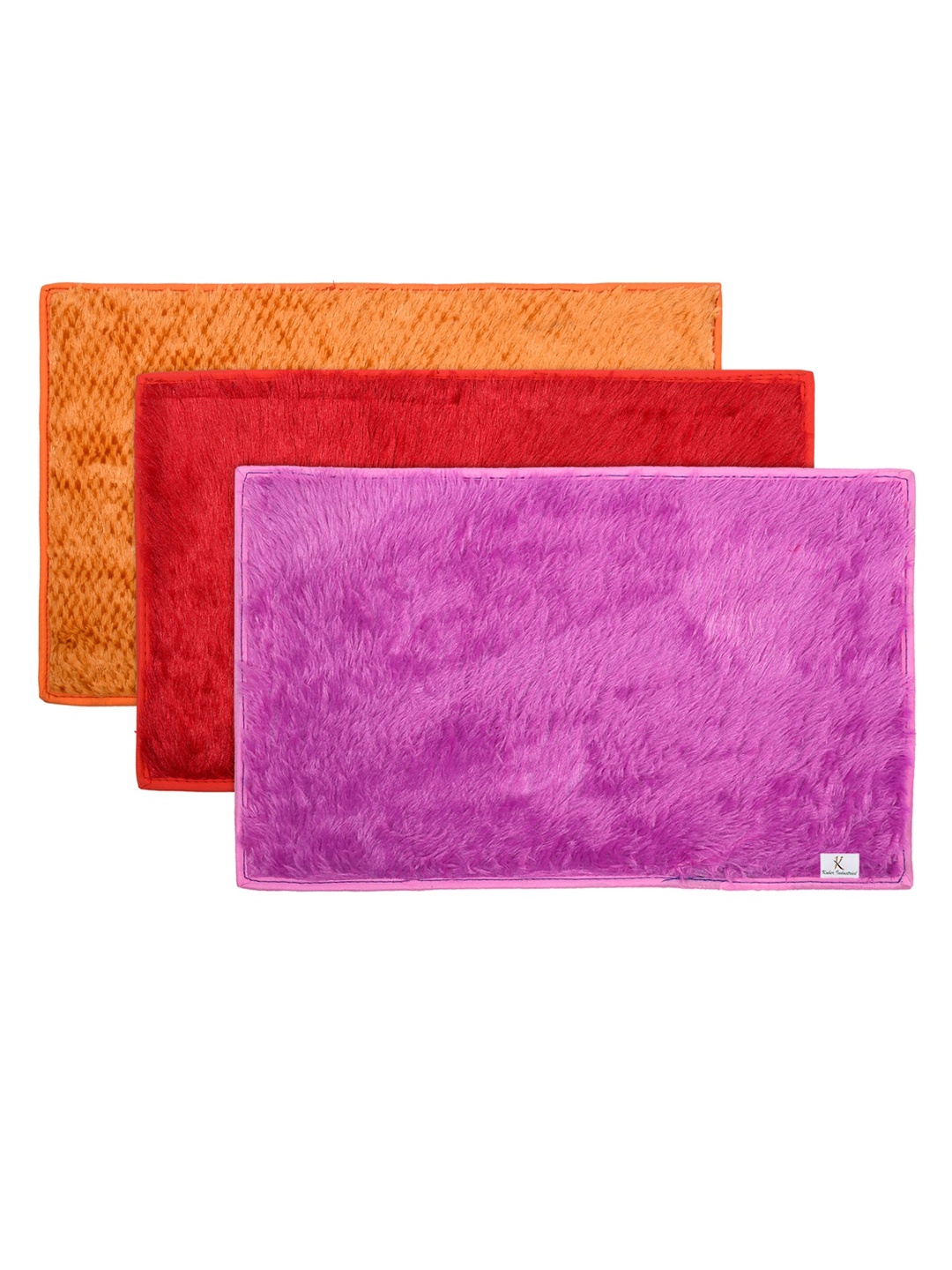 

Kuber Industries Set Of 3 Solid Shaggy Microfiber Anti-Skid Rectangular Doormats, Purple
