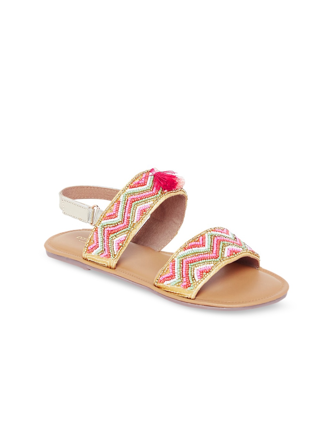 

Pantaloons Junior Girls Multicoloured Woven Design Leather Open Toe Flats, Multi