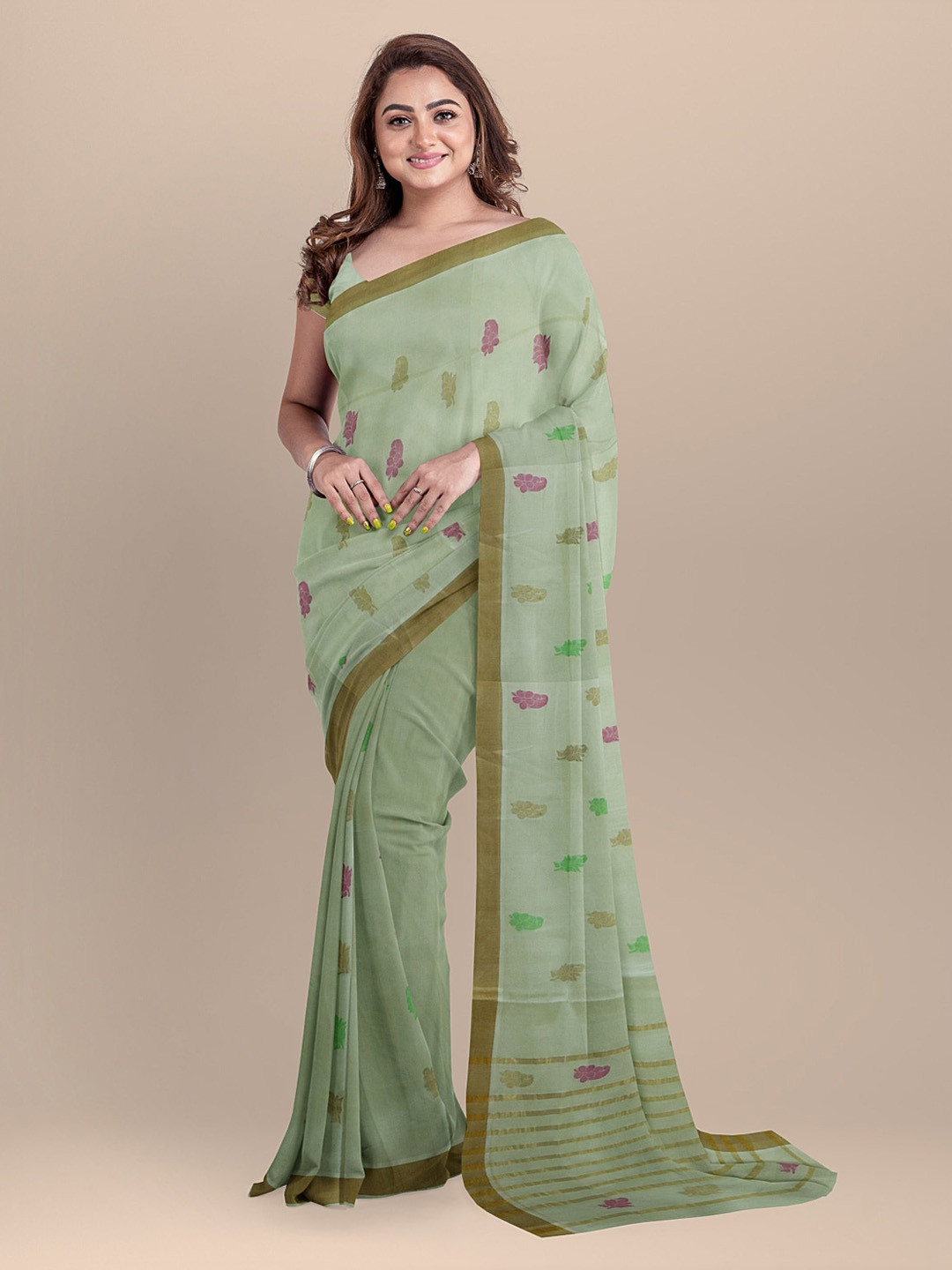 

APCO Green Pure Cotton Printed Venkatgiri Saree