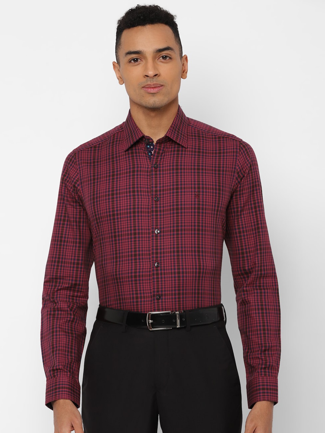 

SIMON CARTER LONDON Men Black & Red Slim Fit Checked Formal Shirt