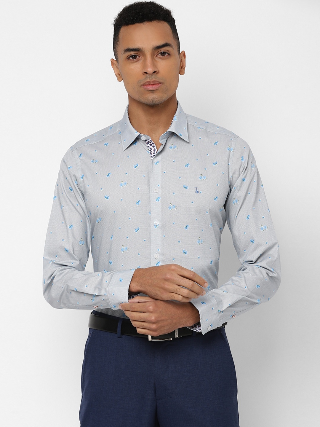 

SIMON CARTER LONDON Men Grey Slim Fit Printed Formal Shirt