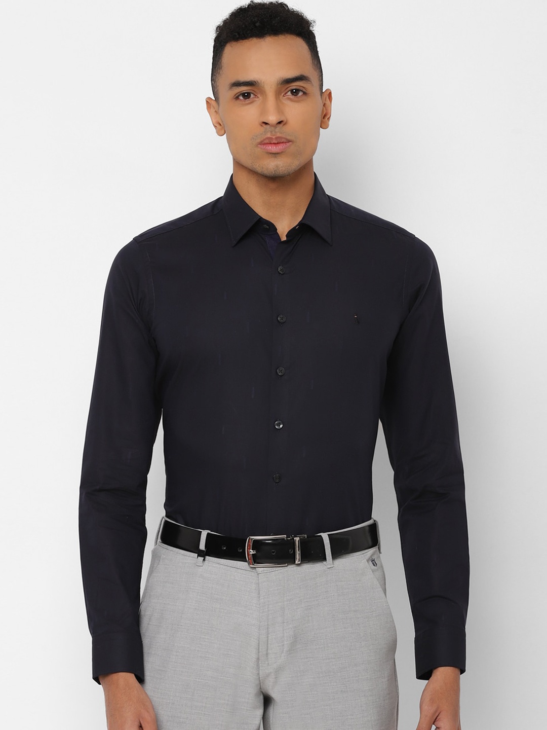 SIMON CARTER LONDON Men Navy Blue Slim Fit Self Design Casual Shirt
