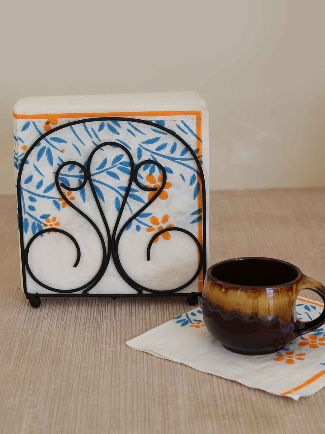 

TIED RIBBONS Black Solid Metal Napkin Holder