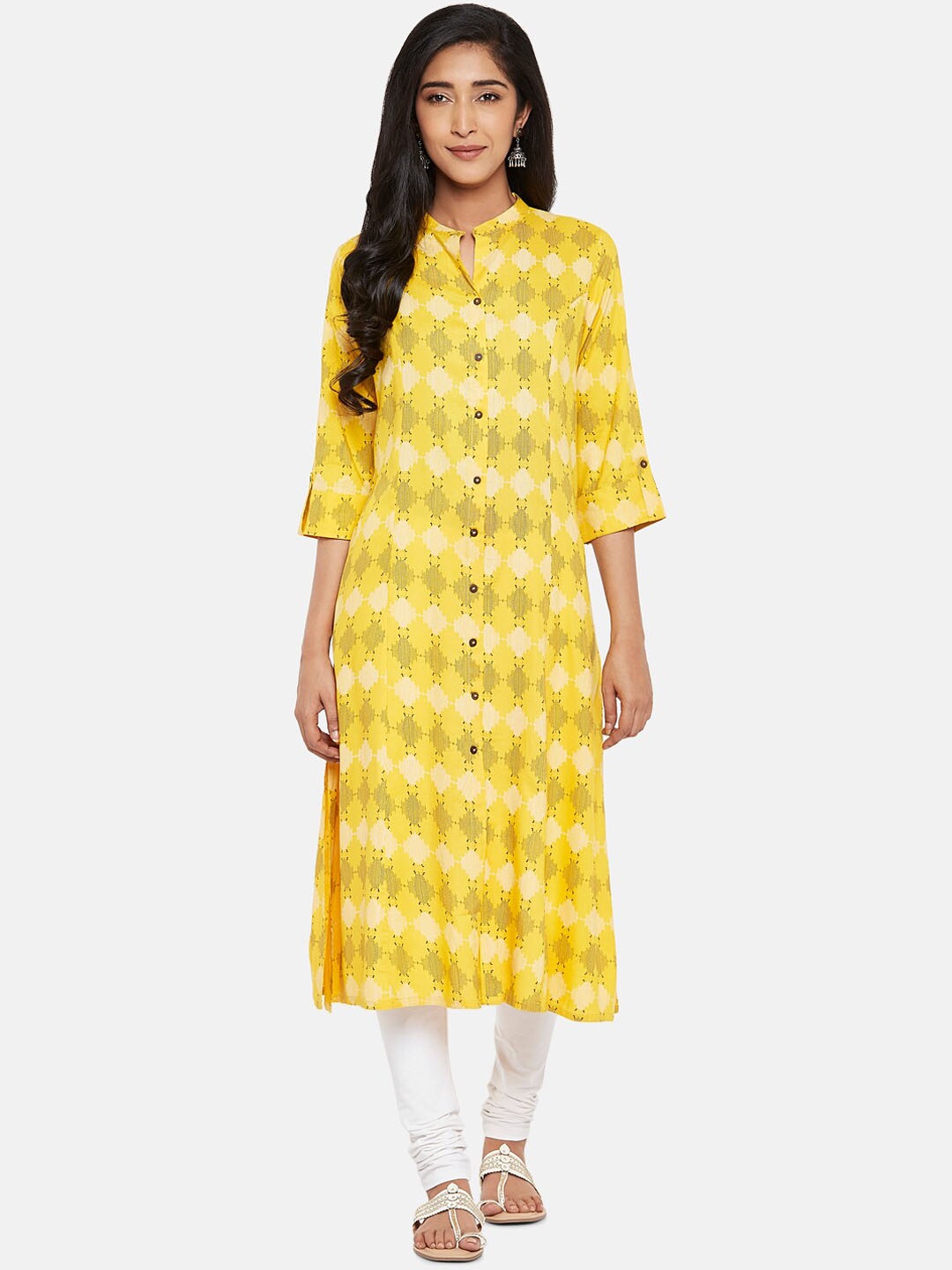 

RANGMANCH BY PANTALOONS Women Yellow Printed Kurta