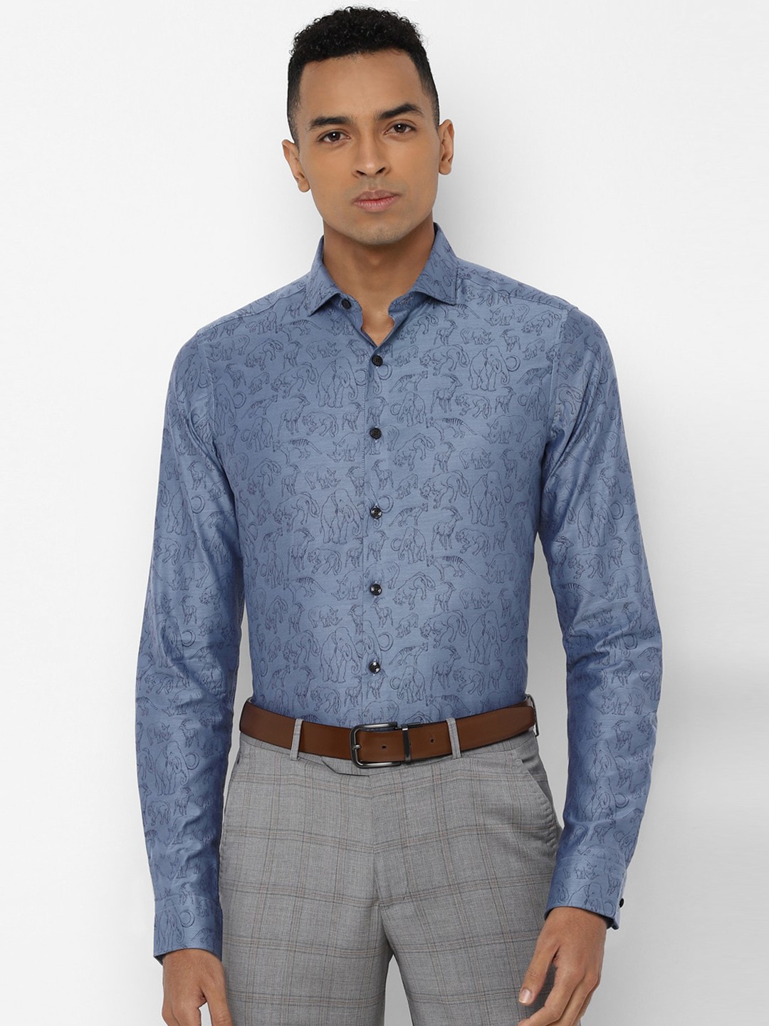

SIMON CARTER LONDON Men Blue Slim Fit Printed Casual Shirt