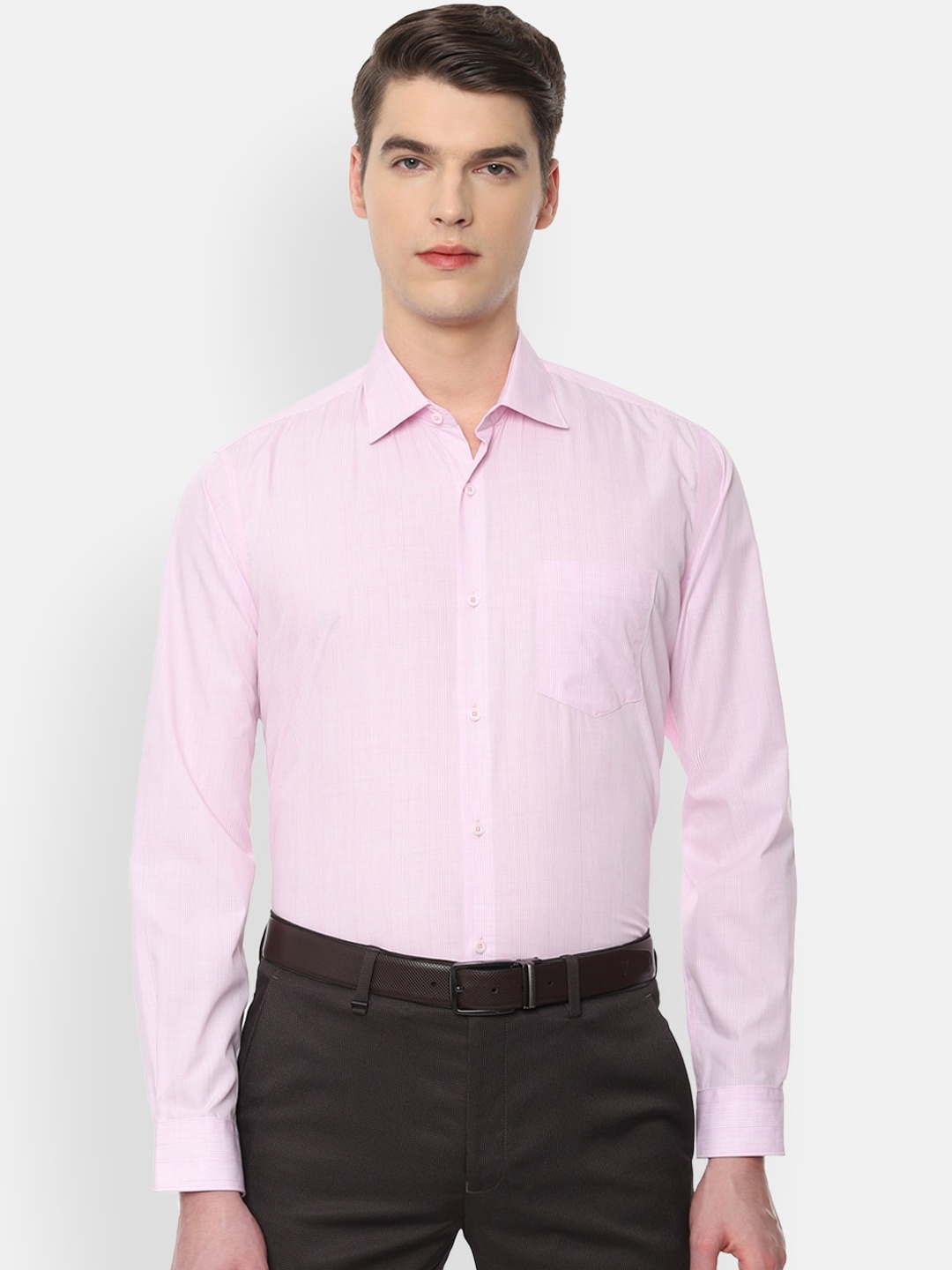 

Van Heusen Men Pink Regular Fit Solid Pure Cotton Formal Shirt