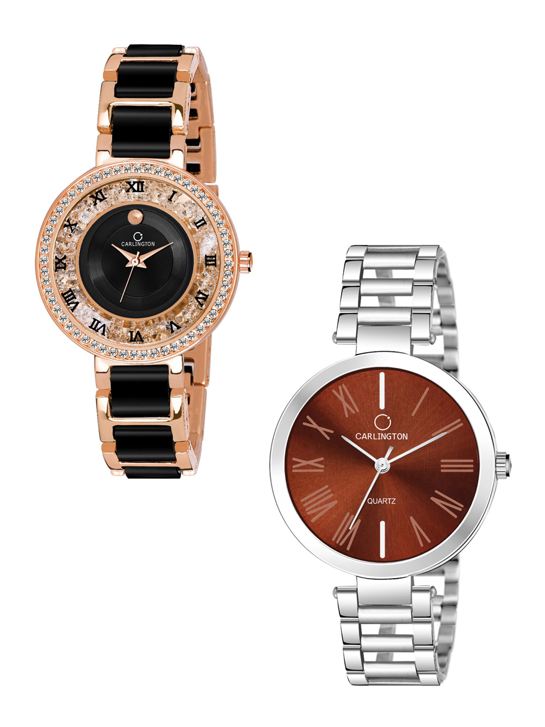 

CARLINGTON Unisex Set Of 2 Analogue Watches, Rose gold