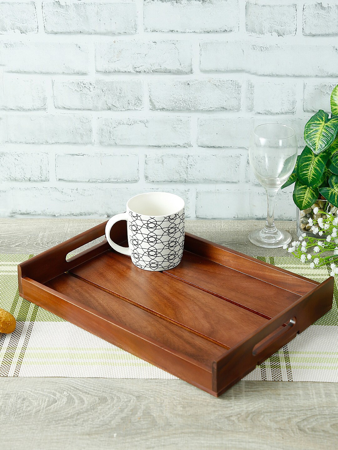 

Reinvention Factory Brown Solid Thai Teak Wood Serving Tray