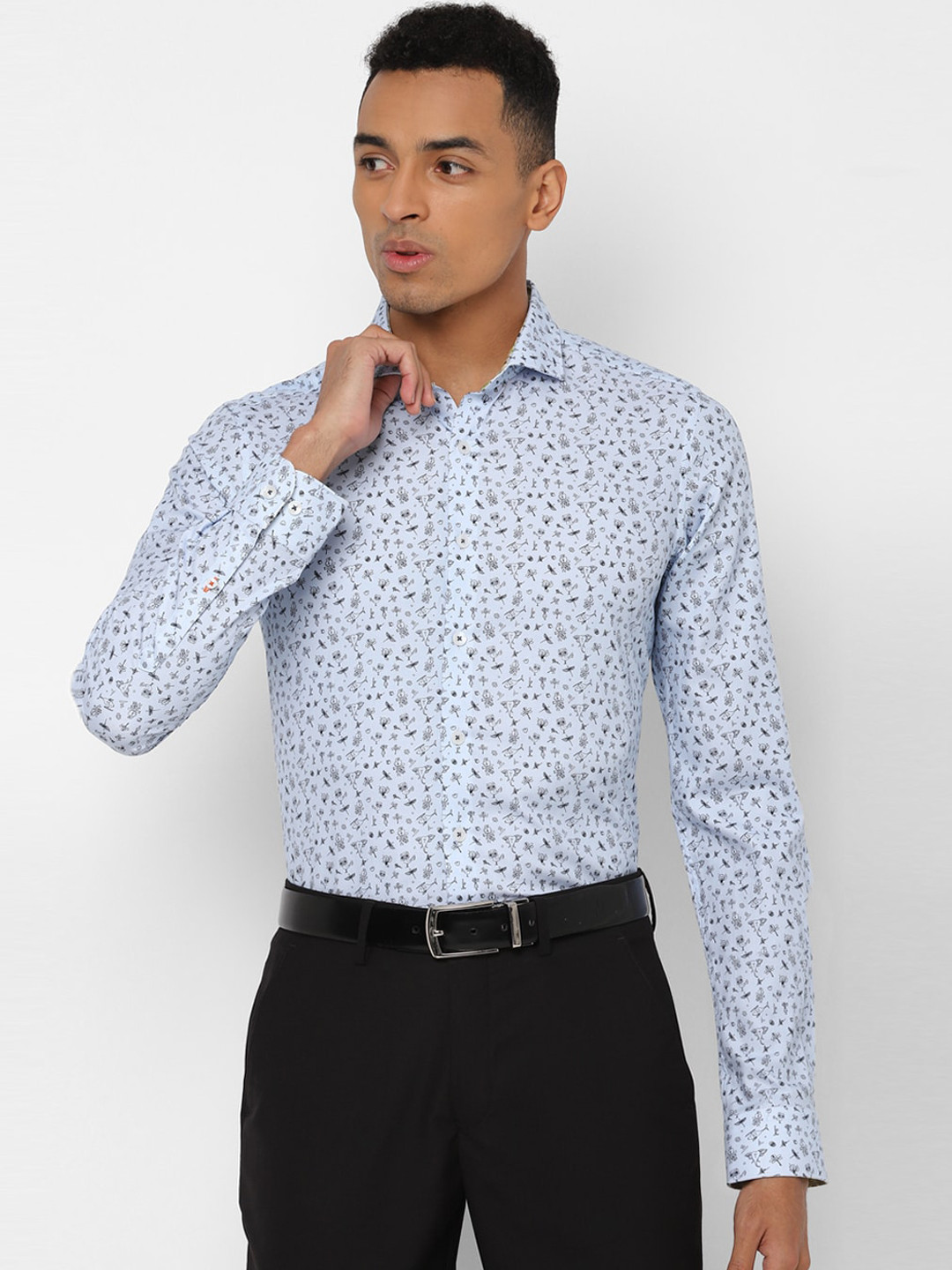 

SIMON CARTER LONDON Men Blue Slim Fit Printed Formal Shirt