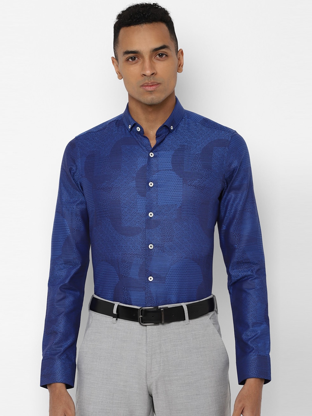 

SIMON CARTER LONDON Men Blue Slim Fit Printed Formal Shirt