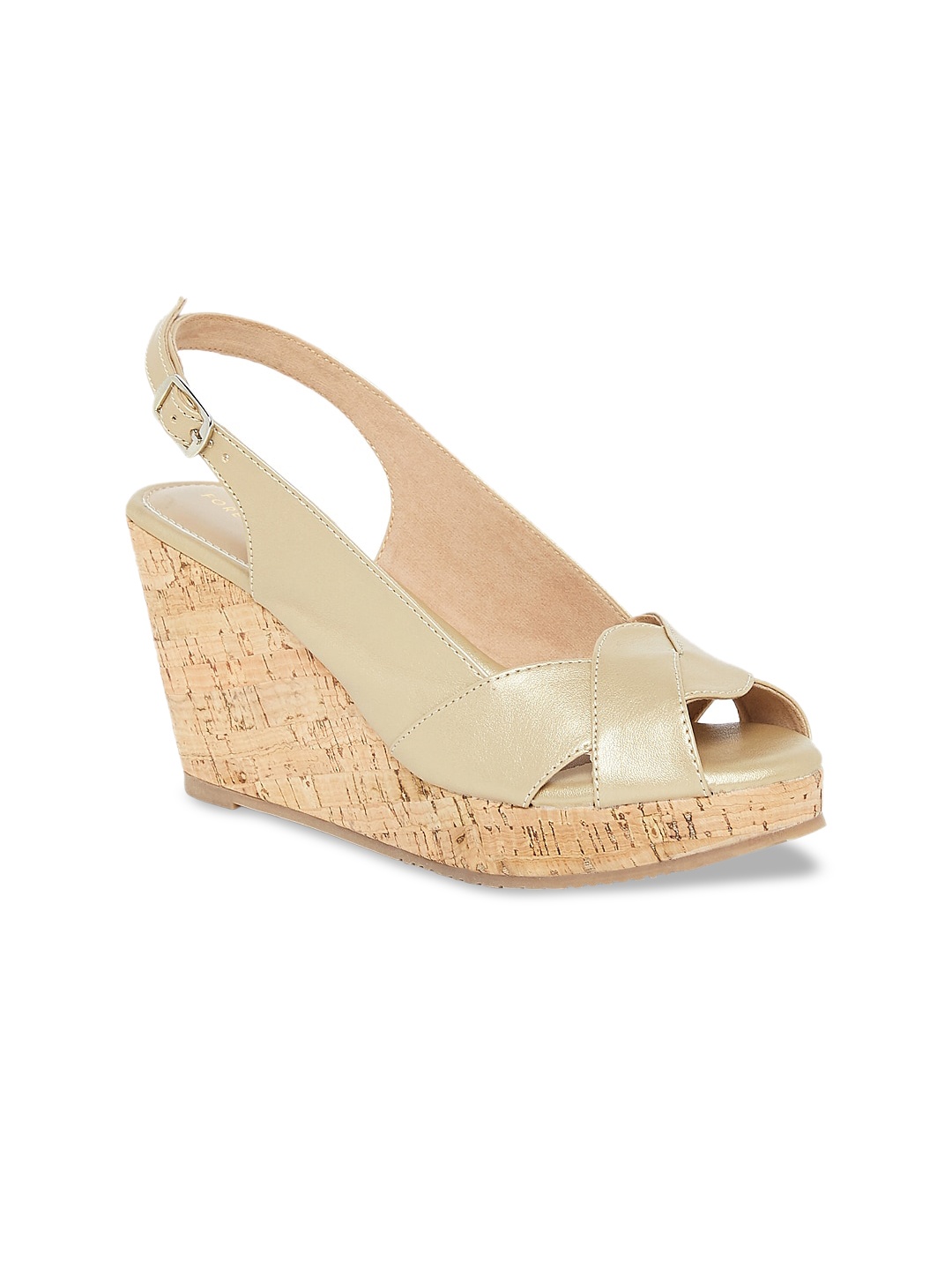 

Forever Glam by Pantaloons Women Gold-Toned Solid Peep Toes