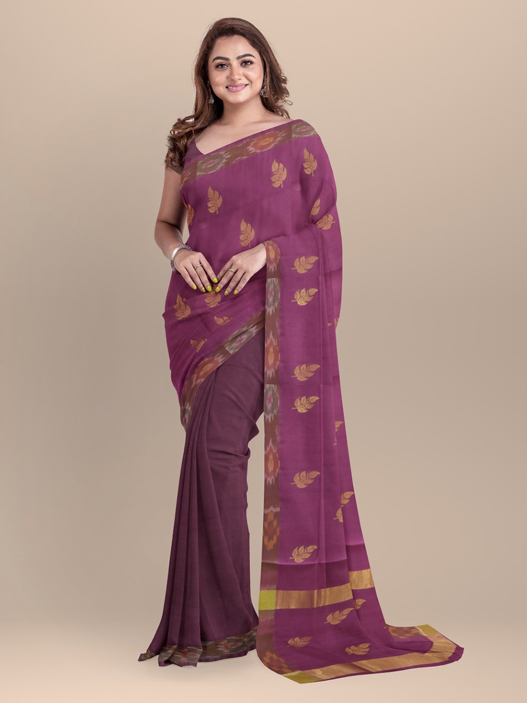 

APCO Purple Pure Cotton Printed Venkatgiri Saree