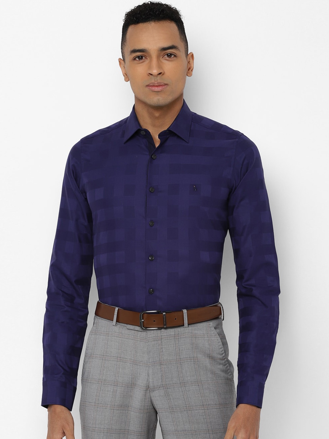 

SIMON CARTER LONDON Men Blue Slim Fit Checked Casual Shirt