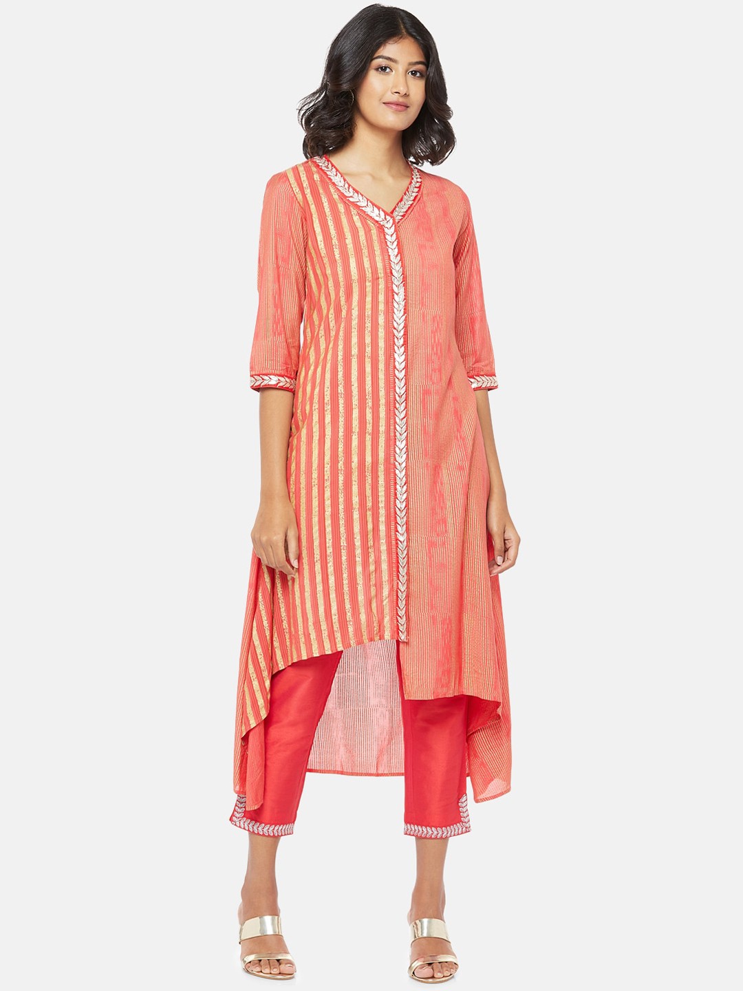 

RANGMANCH BY PANTALOONS Women Pink Striped Kurta