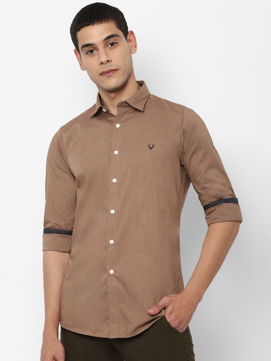 

Allen Solly Men Brown Slim Fit Self Design Casual Shirt