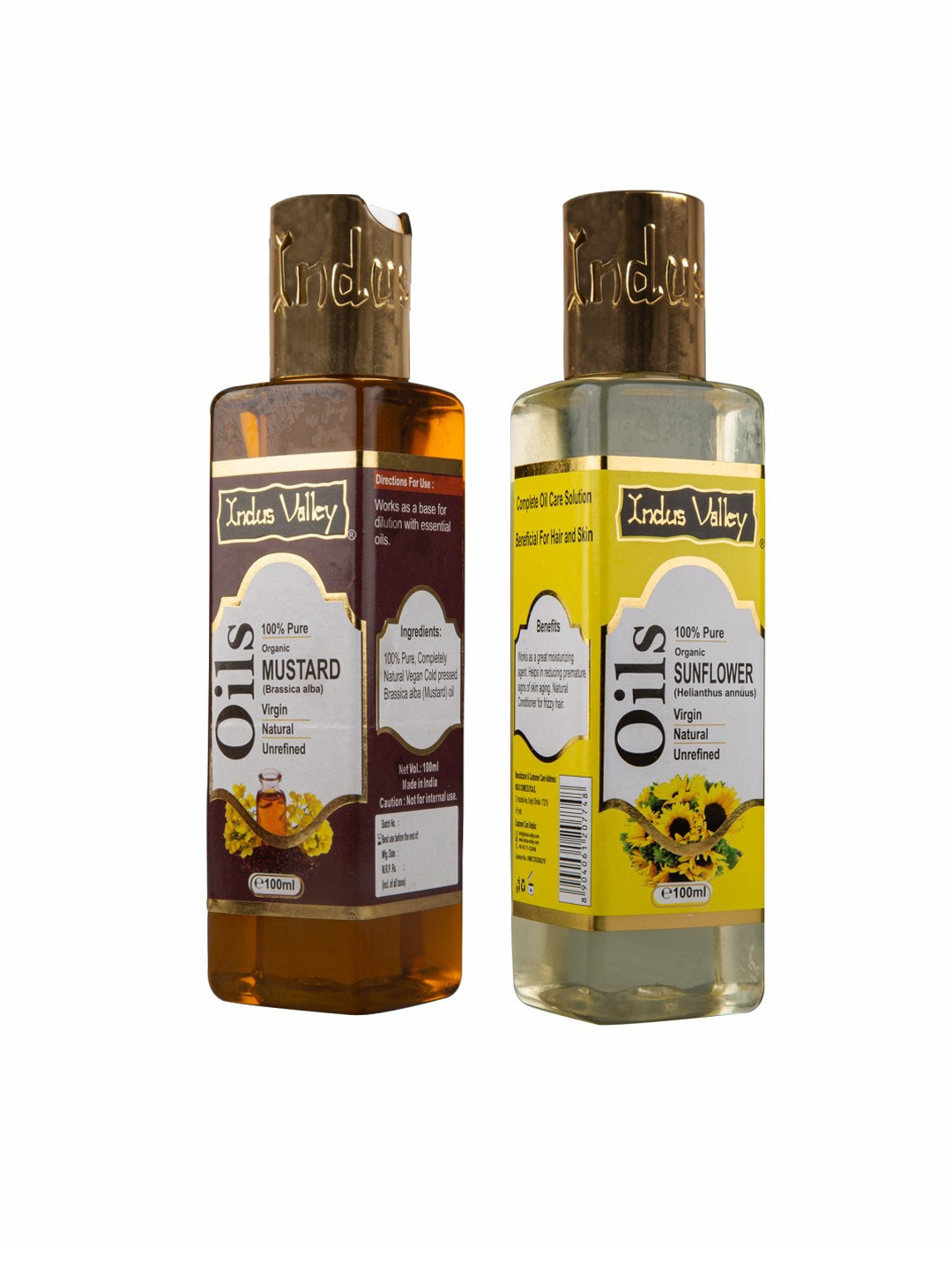 

Indus Valley Set Of 2 Mustard & Sunflower Carrier Oil 200ml, Green