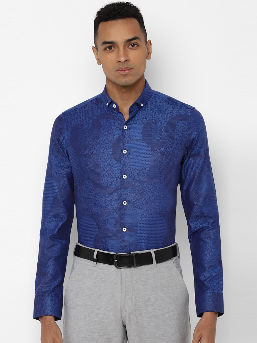 

SIMON CARTER LONDON Men Blue Slim Fit Printed Formal Shirt