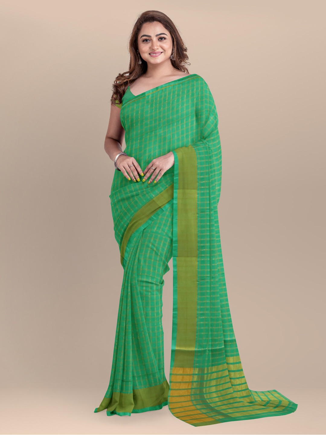 

APCO Green Striped Pure Cotton Saree