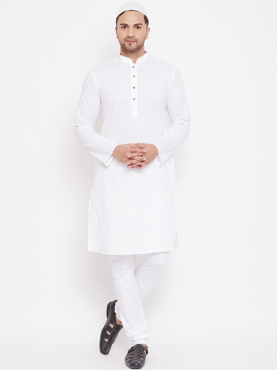 

VASTRAMAY Men White Solid Kurta with Pyjamas